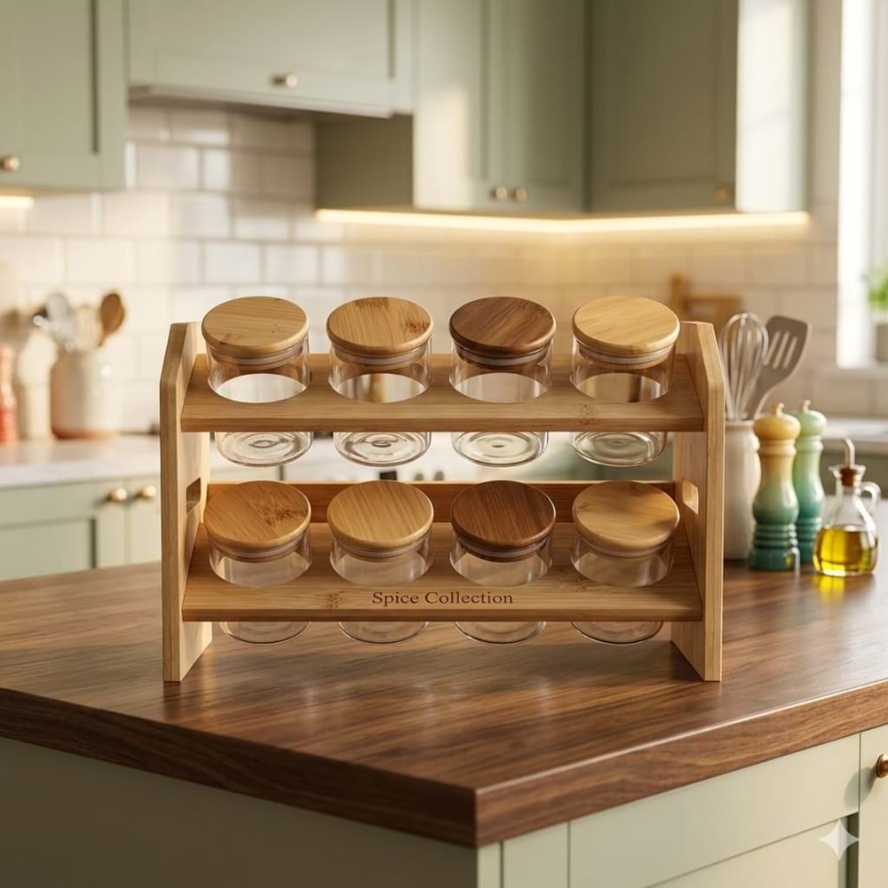 JML.01-CAM BAHARAT 8 Lİ BAMBU STAND-TUTKU