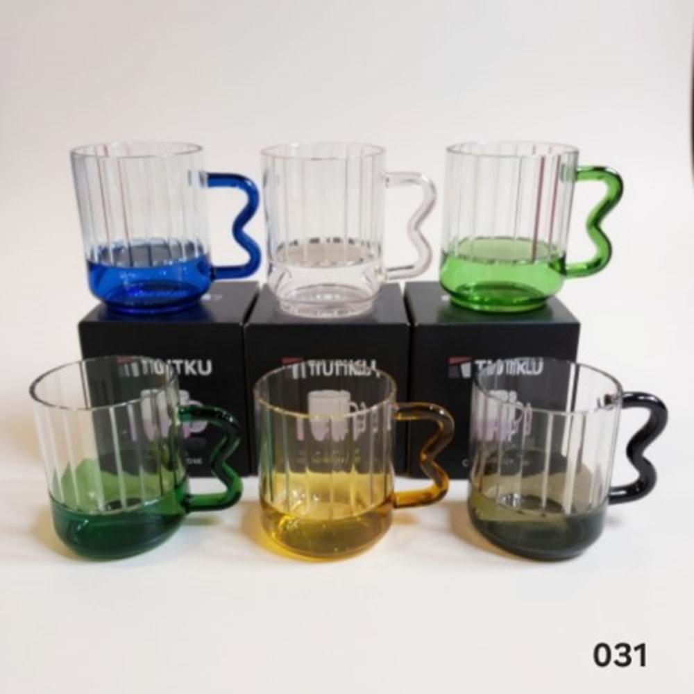 KT.031 -CAM KUPA KULPLU RENKLİ -TUTKU