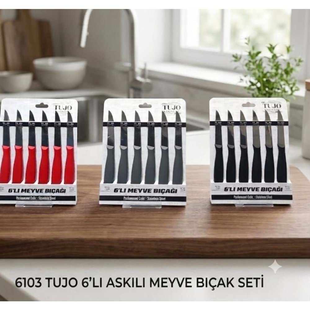6103 -MEYVE BIÇAK 6LI RENKLİ TUJO -YAKUT
