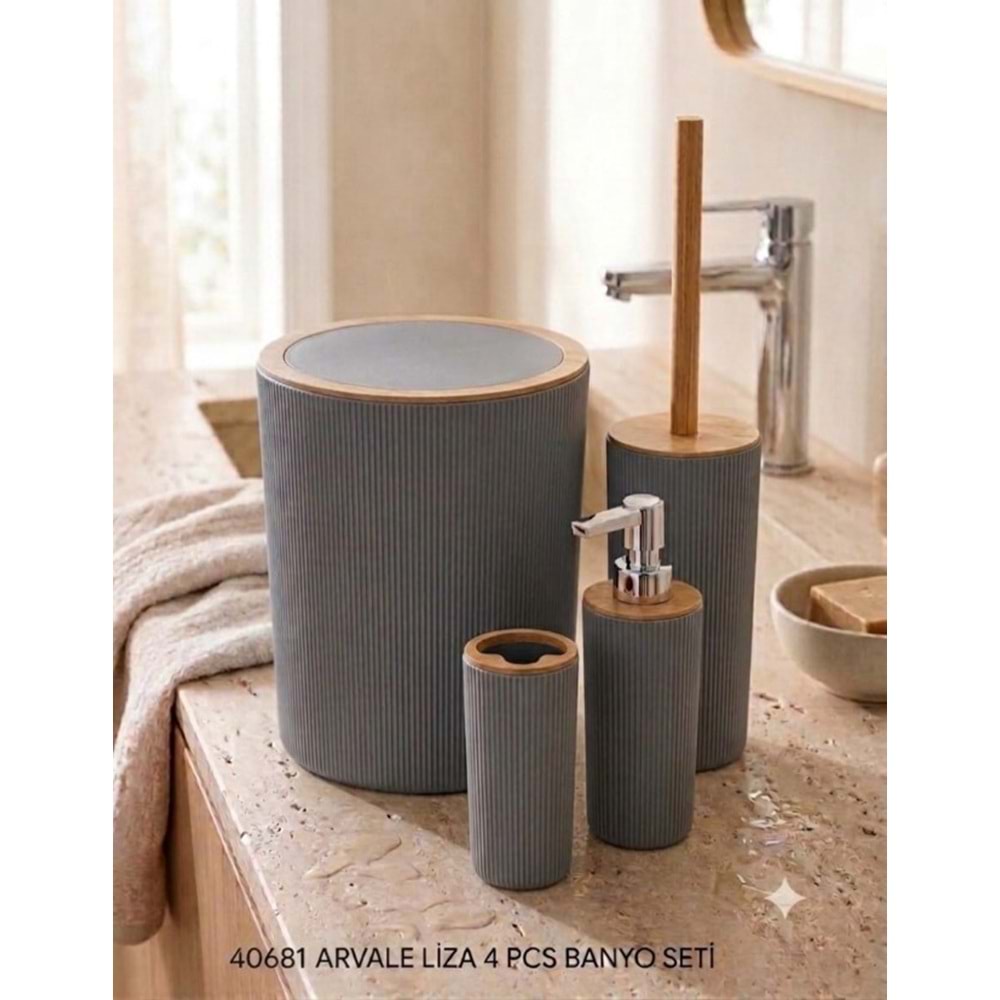 40681 -BANYO SETİ 4LÜ ARVALE LİZA GRİ -YAKUT