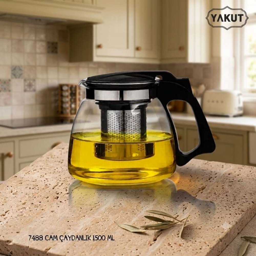 7488 -CAM DEMLİK SÜZGEÇLİ 1500ML -YAKUT
