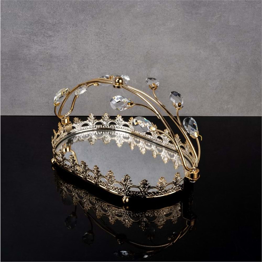 JX26A-SUNUMLUK TAŞLI OVAL SAPLI GOLD -ZEYVE