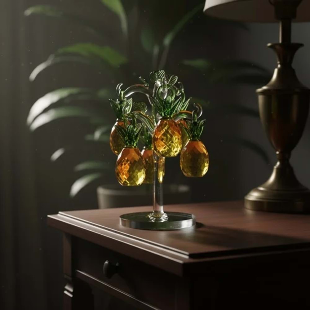 KR001 -KRİSTAL ANANAS AĞACI SARI -ZEYVE