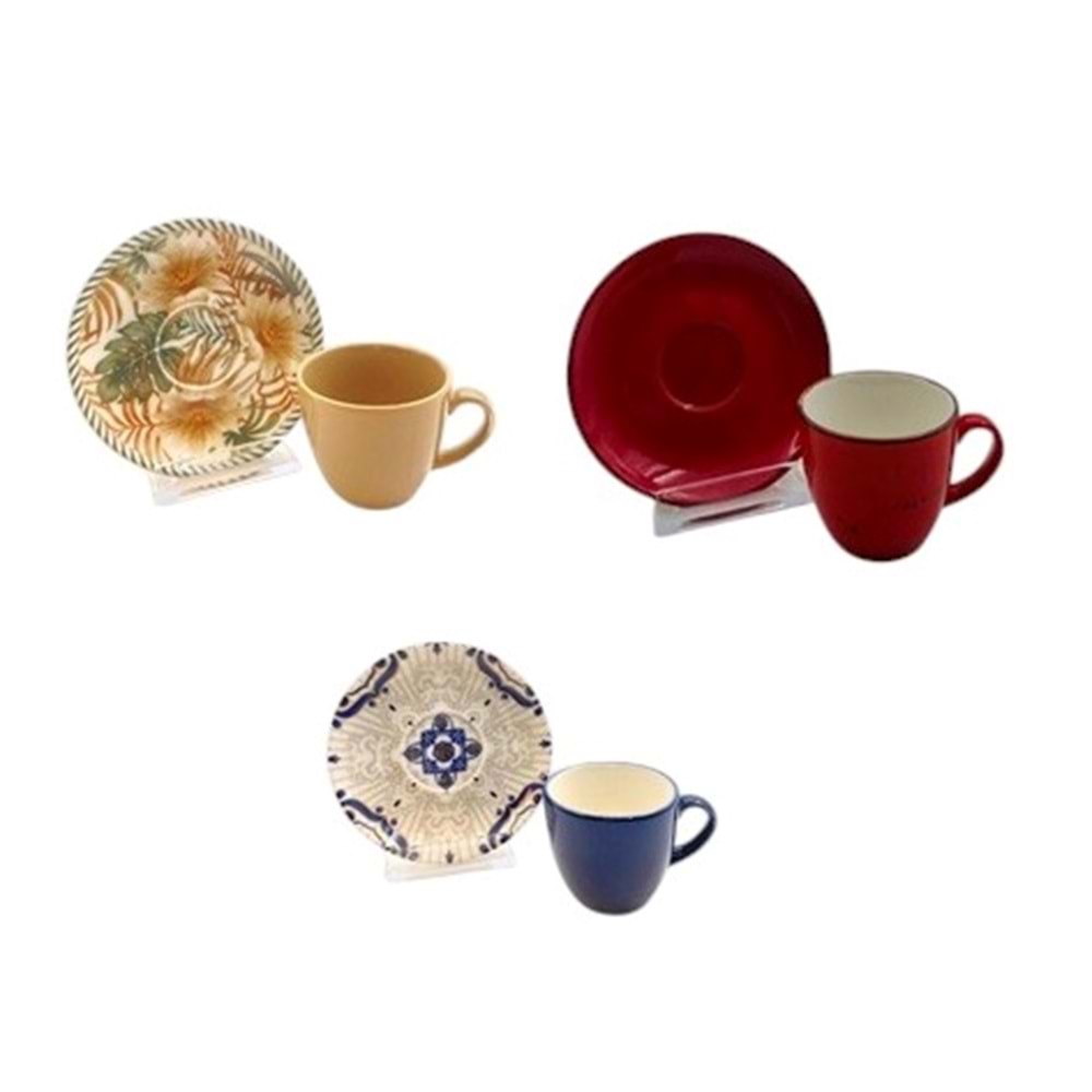 KAHVE FİNCAN KRM/MAV/KREM TULU -ARYILDIZ