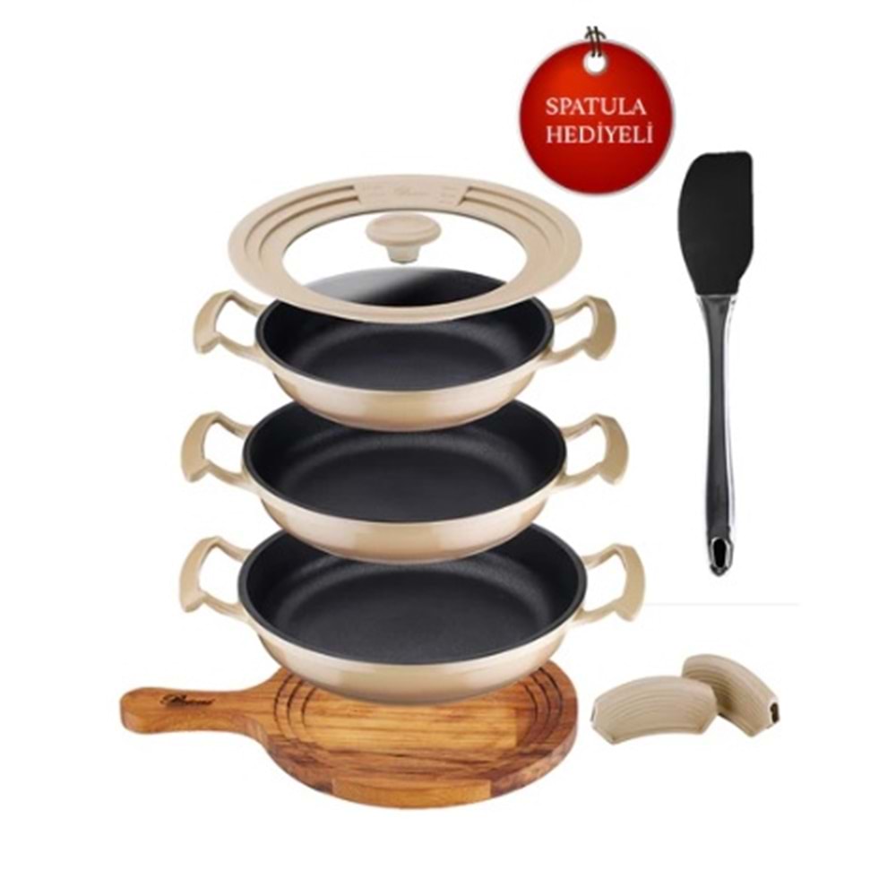 07B-OMLET SET 7PR.SUNUMLU DİAMOND BEJ-BRİONİ