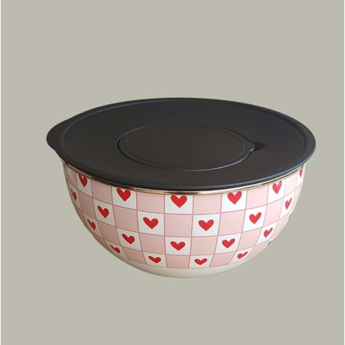 EMAYE KARIŞTIRMA KABI 24CM KALPLİ PEMBE -ALEV