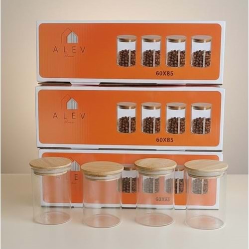 CAM BAHARAT KAVANOZ 4LÜ BAMBU KPK.9*6 -ALEV