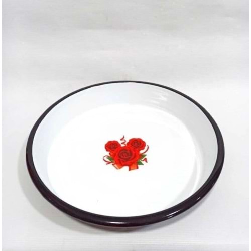 EMAYE FIRIN TEPSİ BEYAZ DESEN NO.4 40CM -ALEV