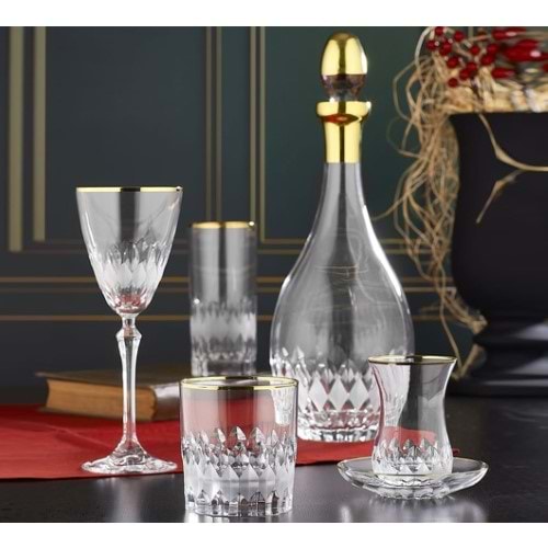 KRİSTAL 61 PRÇ. GOLD DEKOR İNCİ -CANBA