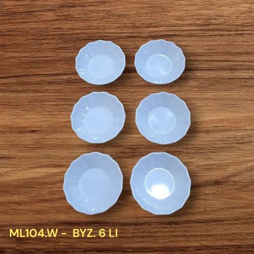 ML104.W-MELAMİN KAHVECİ 6 LI ÇAY TB. BEYAZ -TRİA