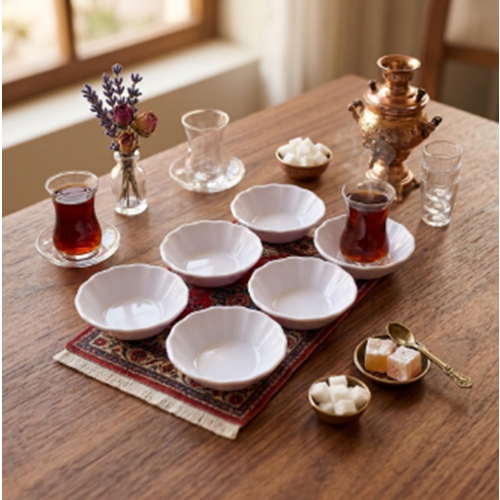 ML104.W-MELAMİN KAHVECİ 6 LI ÇAY TB. BEYAZ -TRİA