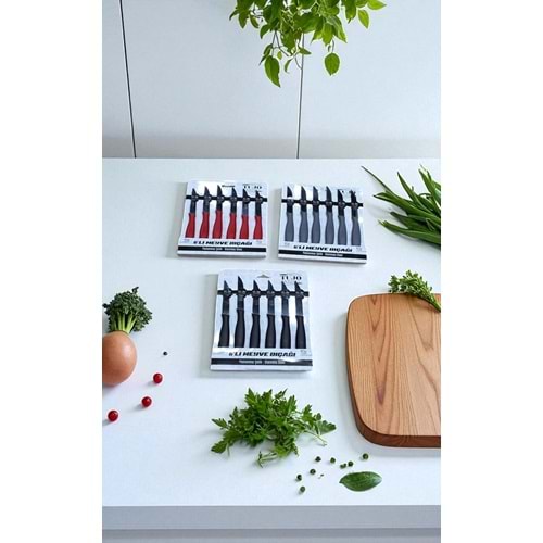 6103 -MEYVE BIÇAK 6LI RENKLİ TUJO -YAKUT