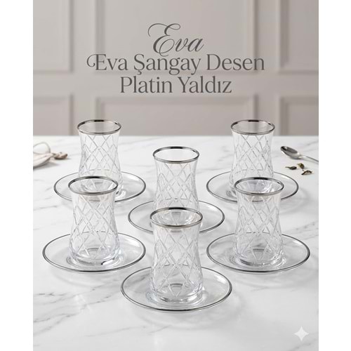 EVA ÇAY SETİ 12 PRÇ. ŞANGAY PLATİN -POLANT