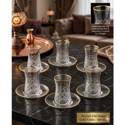 HEYBELİ ÇAY SETİ 12 PRÇ. ELİF GOLD -POLANT