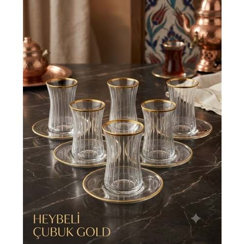 HEYBELİ ÇAY SETİ 12 PRÇ. ÇUBUK GOLD -POLANT