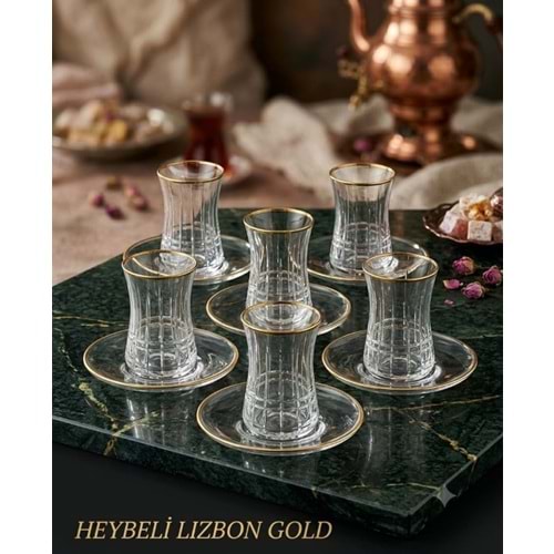 HEYBELİ ÇAY SETİ 12 PRÇ. LİZBON GOLD -POLANT