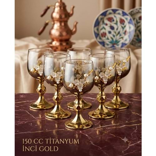 150CC-CAM BARDAK TİTANYUM İNCİ GOLD -POLANT