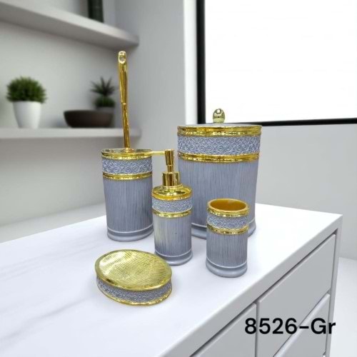 8526.GR-BANYO SETİ POLYS GRİ YALDIZ-ACR