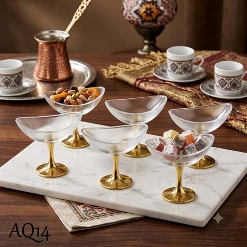 AQ14 -CAM SUNUMLUK 6LI OVAL AYAKLI -ALLEGRİ