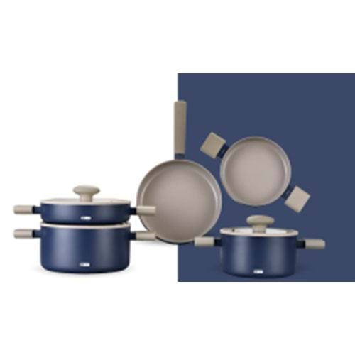 6553-TENC.SET DÖKÜM 8 P. KRİSTAL MAVİ -AROW