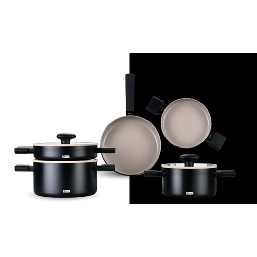 6554-TENC.SET DÖKÜM 8 P. KRİSTAL SİYAH -AROW