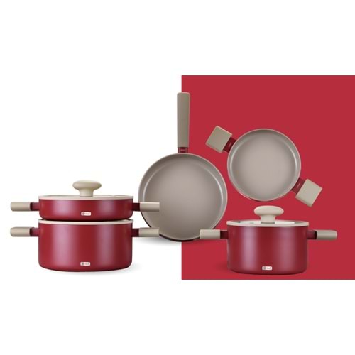 6557-TENC.SET DÖKÜM 8 P. KRİSTAL KRMZ -AROW