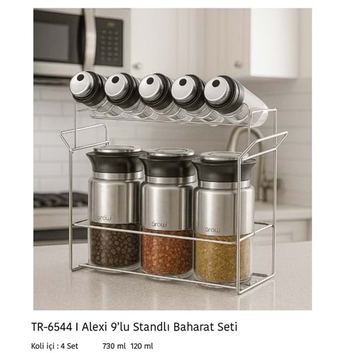 6544-BAHARAT 8Lİ TEL STAND İNOX ALEXİ -AROW