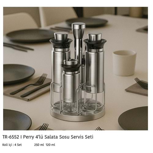 6552-YAĞLIK 4LÜ STANDLI İNOX PERRY -AROW