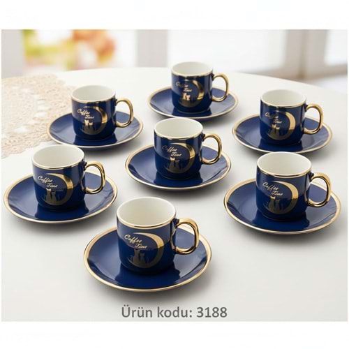 3188.MV-KAHVE FİNCANI KEDİLİ MAVİ -AROW