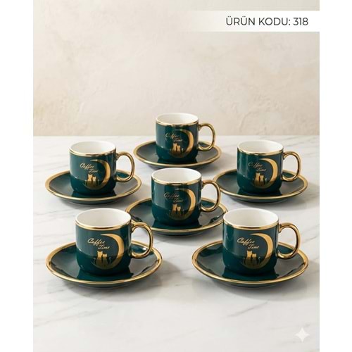 3188.YŞ-KAHVE FİNCANI KEDİLİ YEŞİL -AROW