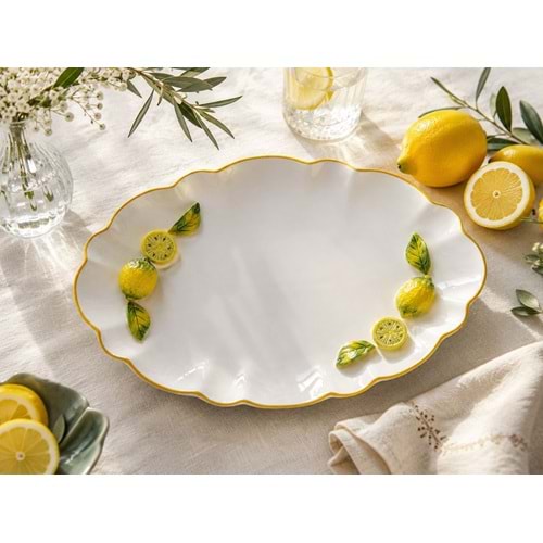 6826-LİMON SUNUM TABAK OVAL 38*23 -AROW