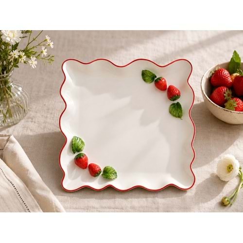 6830-ÇİLEK SUNUM TABAK KARE 27CM -AROW