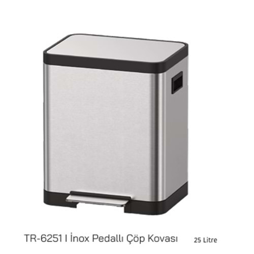 6251- PEDALLI ÇÖP İNOX 25 LT -AROW