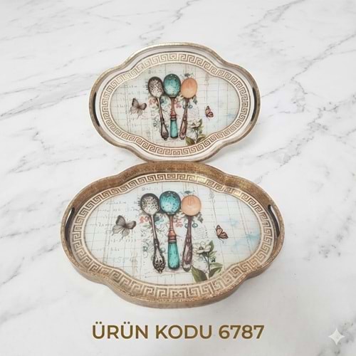6787 -TEPSİ AKRİLİK 2Lİ FIRFIR OVAL-AROW