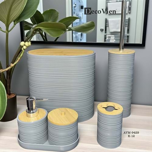 9429 -BANYO SETİ PLSTK AHŞP KPK GRİ -AYMET