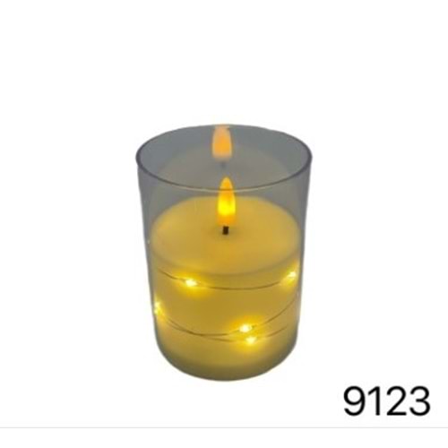 9123-DEKOR PİLLİ MUM KÇK.-AYMET