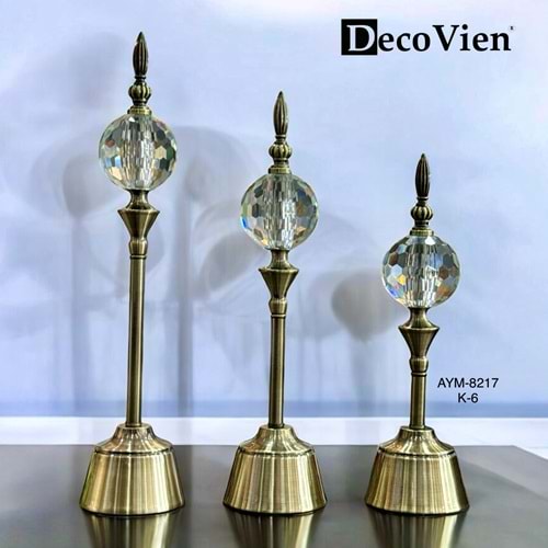 8217 -KRİSTAL 3 LÜ CAM KÜRE AYAKLI -AYMET