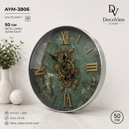 3806-DUVAR SAATİ ÇARKLI 50CM -AYMET