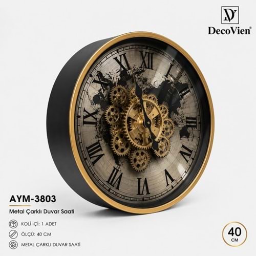 3803-DUVAR SAATİ ÇARKLI 40CM -AYMET