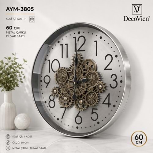 3805-DUVAR SAATİ ÇARKLI 60CM -AYMET