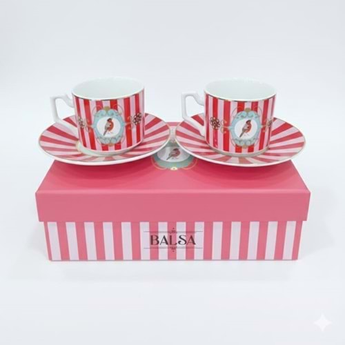 1020 -KAHVE FİNCANI 2Lİ KRMZ.KUŞ -BALSA