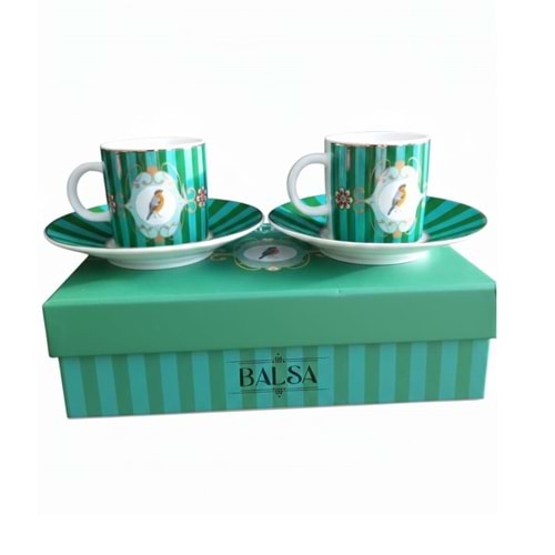 1026 -KAHVE FİNCANI 2Lİ YŞL.KUŞ -BALSA