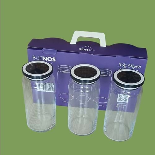 2028-CAM KAVANOZ 3LÜ BYK. 1300ML -ÇİFTÇİ