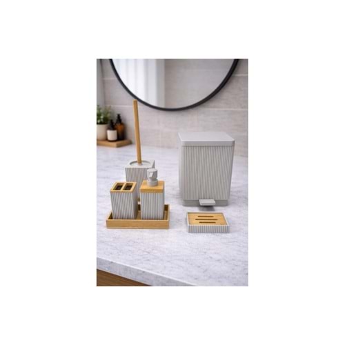 609434.BJ -BANYO SETİ KARE ÇİZGİ BEJ -ÇİFTÇİ