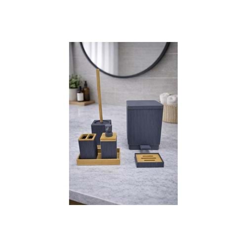609434.GR -BANYO SETİ KARE ÇİZGİ GRİ -ÇİFTÇİ