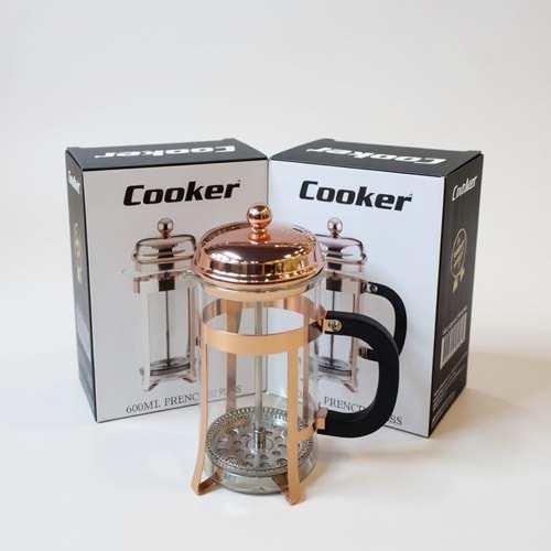 3956 -FRENCHPRESS 600ML GOLD MTL -COKER