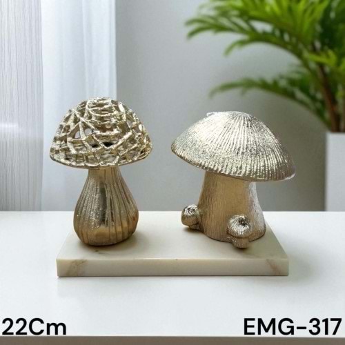 EMG.317.AL -DEKOR OBJE MANTAR 2 Lİ GOLD -EMG