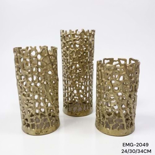 EMG.2049.A -DEKOR OBJE MUMLUK 3LÜ GOLD -EMG