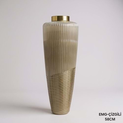 ÇİZGİ.KH -CAM VAZO ÇİZGİLİ BYK KAHVE -EMG