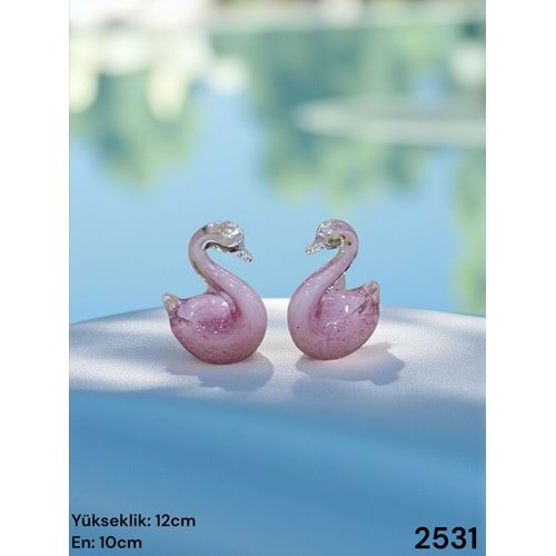 2531-KRİSTAL CAM KUĞU 2 Lİ -FURKAN